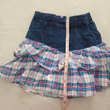 Load image into Gallery viewer, Vintage Ruffled Plaid Jean Skirt 5t

