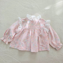 Load image into Gallery viewer, Vintage Pink Pattern Frilly Top 3-6 months
