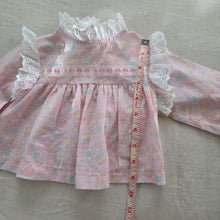 Load image into Gallery viewer, Vintage Pink Pattern Frilly Top 3-6 months
