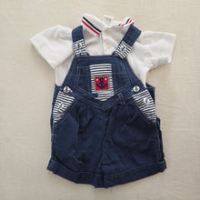 Load image into Gallery viewer, Vintage Nautical Shortalls + Shirt Set 9 months
