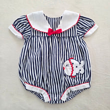 Load image into Gallery viewer, Vintage Sailor Fish Striped Bubble 12 months
