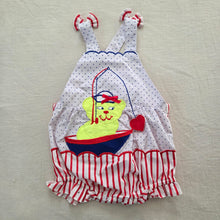 Load image into Gallery viewer, Vintage Sailor Bear Fishing Sunsuit 12 months
