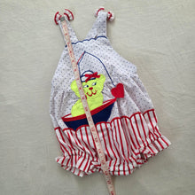 Load image into Gallery viewer, Vintage Sailor Bear Fishing Sunsuit 12 months
