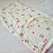 Load image into Gallery viewer, Vintage Bears + Balloons Yellow Plaid Crib Sheet
