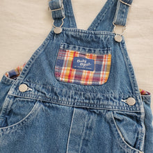 Load image into Gallery viewer, Vintage Oshkosh Plaid Denim Overalls 24 months
