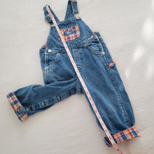 Load image into Gallery viewer, Vintage Oshkosh Plaid Denim Overalls 24 months
