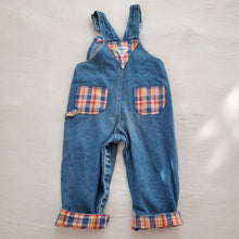 Load image into Gallery viewer, Vintage Oshkosh Plaid Denim Overalls 24 months
