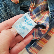 Load image into Gallery viewer, Vintage Oshkosh Plaid Denim Overalls 24 months
