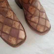 Load image into Gallery viewer, Horse Power Leather Crazy Train Bean Patchwork Boots toddler 10
