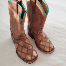 Load image into Gallery viewer, Horse Power Leather Crazy Train Bean Patchwork Boots toddler 10
