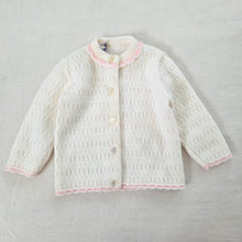 Load image into Gallery viewer, Vintage White + Pink Knit Cardigan 9-12 months
