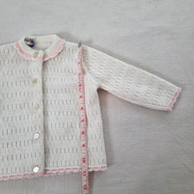 Load image into Gallery viewer, Vintage White + Pink Knit Cardigan 9-12 months
