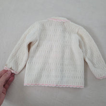 Load image into Gallery viewer, Vintage White + Pink Knit Cardigan 9-12 months
