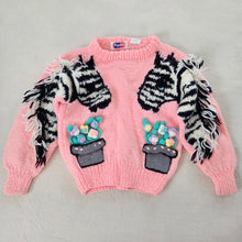 Load image into Gallery viewer, Vintage Zebra + Flowers Pink Knit Sweater 4t
