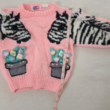Load image into Gallery viewer, Vintage Zebra + Flowers Pink Knit Sweater 4t
