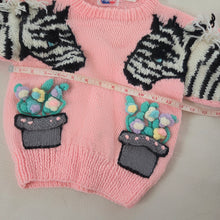 Load image into Gallery viewer, Vintage Zebra + Flowers Pink Knit Sweater 4t
