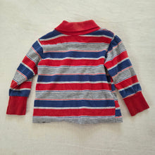 Load image into Gallery viewer, Vintage Red/Blue/Gray Striped Turtleneck 6-9 months *flaw
