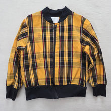Load image into Gallery viewer, Vintage Mustard Plaid Zip-up Sweater 4t
