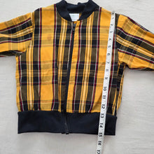 Load image into Gallery viewer, Vintage Mustard Plaid Zip-up Sweater 4t
