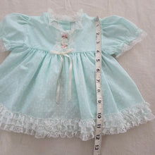 Load image into Gallery viewer, Vintage Mint Dotted Frilly Short Dress 12 months
