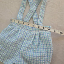 Load image into Gallery viewer, Vintage Pastel Blue Plaid Suspender Shorts 6-9 months
