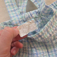 Load image into Gallery viewer, Vintage Pastel Blue Plaid Suspender Shorts 6-9 months
