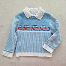 Load image into Gallery viewer, Vintage Cars Blue Knit Long Sleeve 9 months
