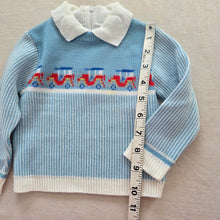 Load image into Gallery viewer, Vintage Cars Blue Knit Long Sleeve 9 months
