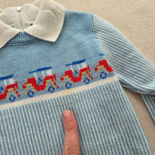 Load image into Gallery viewer, Vintage Cars Blue Knit Long Sleeve 9 months
