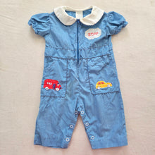 Load image into Gallery viewer, Vintage Cars Girly Blue Pantsuit 3-6 months
