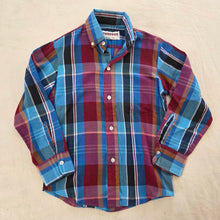 Load image into Gallery viewer, Vintage Gem Tone Plaid Buttondown Long Sleeve 5t/6
