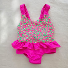 Load image into Gallery viewer, Vintage Pink Floral Ruffled Swimsuit 12-18 months

