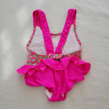 Load image into Gallery viewer, Vintage Pink Floral Ruffled Swimsuit 12-18 months
