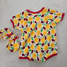 Load image into Gallery viewer, Vintage Sun/Ladybug Romper + Boots Set 6-9 months
