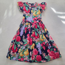 Load image into Gallery viewer, Vintage Fruity Floral Flutter Sleeve Cotton Dress kids 12
