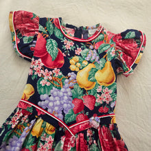 Load image into Gallery viewer, Vintage Fruity Floral Flutter Sleeve Cotton Dress kids 12
