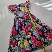 Load image into Gallery viewer, Vintage Fruity Floral Flutter Sleeve Cotton Dress kids 12
