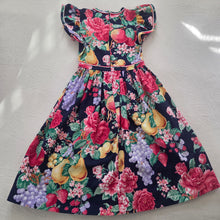 Load image into Gallery viewer, Vintage Fruity Floral Flutter Sleeve Cotton Dress kids 12
