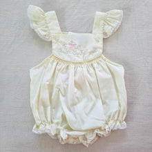 Load image into Gallery viewer, Vintage Petit Ami Duck + Bunny Smocked Bubble 3 months

