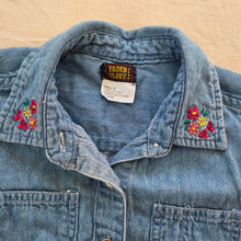 Load image into Gallery viewer, Vintage Floral Embroidered Denim Shirt 4t
