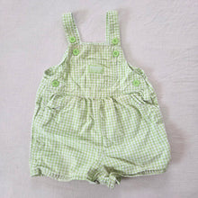 Load image into Gallery viewer, Vintage Oshkosh Green Gingham Shortalls 12-18 months
