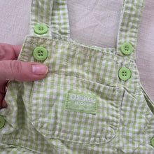 Load image into Gallery viewer, Vintage Oshkosh Green Gingham Shortalls 12-18 months
