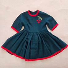 Load image into Gallery viewer, Vintage Cherry Green Full Circle Dress 2t
