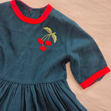 Load image into Gallery viewer, Vintage Cherry Green Full Circle Dress 2t
