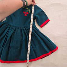 Load image into Gallery viewer, Vintage Cherry Green Full Circle Dress 2t
