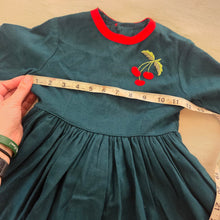 Load image into Gallery viewer, Vintage Cherry Green Full Circle Dress 2t
