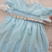 Load image into Gallery viewer, Vintage Smocked Blue Dress 6-12 months
