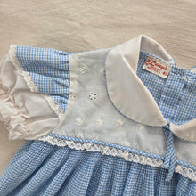 Load image into Gallery viewer, Vintage Blue Gingham Flowy Top 4t/5t
