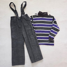Load image into Gallery viewer, Vintage Gray Striped Shirt + Pants Set 4t
