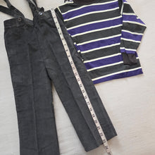 Load image into Gallery viewer, Vintage Gray Striped Shirt + Pants Set 4t
